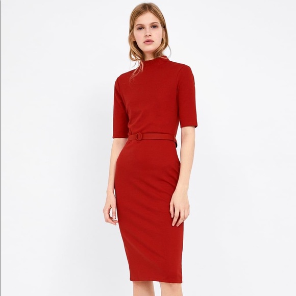 Zara Dresses & Skirts - NWT — Zara Red Belted Dress — Size Medium